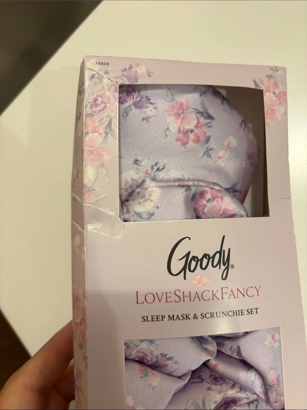 LoveShackFancy Purple Satin Sleep Mask & Scrunchie Set
